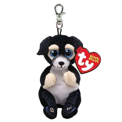 Abbildung von Ty Beanie Bellies Clips Schlüsselring, Plüschtier, Ranger Der Hund mit blauen Augen Glitter, Plüschtiere dem weichen Bank, 12 cm, T43113
