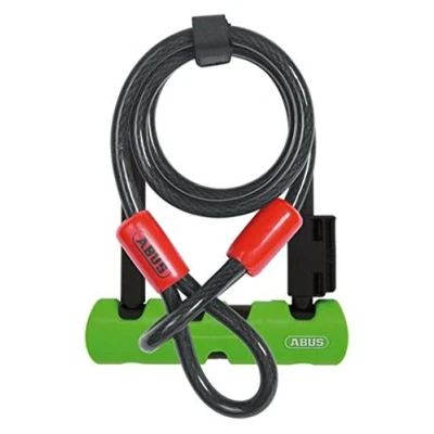 Abbildung von ABUS Bügelschloss Ultra 410 + SH34 Halterung Sicherungskabel Cobra 10/120 Fahrradschloss mit Rundbügel Sicherheitslevel 8 140 mm Bügelhöhe, Schwarz/Grün