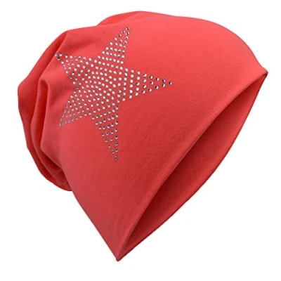 Abbildung von Miobo Kinder Slouch Beanie Mütze,Baumwolle,Strass Stern Coral 59