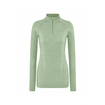 Abbildung von Falke Wooltech Longsleeve ZIP FOR COLD TO VERY Conditions Unterhemd/shirt Quiet green, Damen, Größe: Medium, green