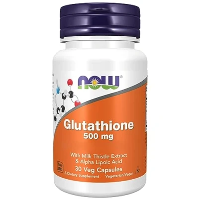 Abbildung von Now Foods, L Glutathione, 500mg, mit Mariendistel und Alpha Liponsäure, 30 vegane Kapseln, Aminosäure, Laborgeprüft, Glutenfrei, Sojafrei, Gentechnikfrei