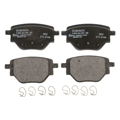 Abbildung von BOSCH 0 986 424 988 Bremsbelagsatz Low Metallic mit Anti Quietsch Blech, Montageanleitung Feder PEUGEOT: 2008 II, 208 II Hatchback