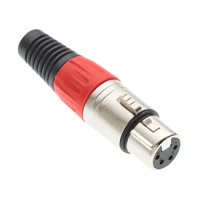 Abbildung von Keple 4 polige XLR Buchse, rot Buchse für Audio Mikrofon DMX Stecker, nicked Plated Adapter, Metallkonstruktion, Stecker mit Kunststoffgehäuse