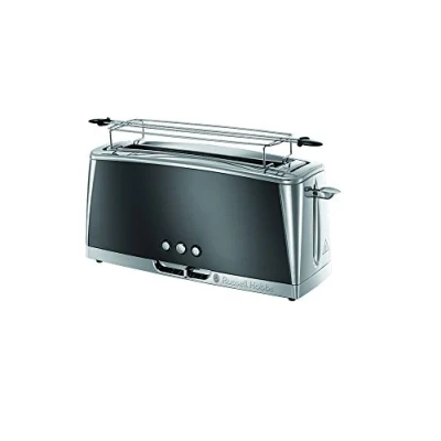 Abbildung von Russell Hobbs Toaster [Langschlitz für 2 Scheiben / 1 breite Brotscheibe] Luna Edelstahl Grau (extra breiter Toastschlitz, inkl. Brötchenaufsatz, 6 Bräunungsstufen + Auftau &amp; Aufwärmfunktion) 23251 56