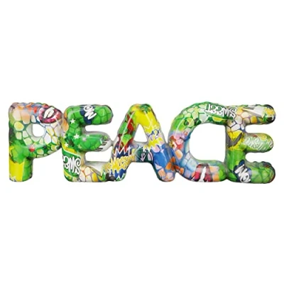 Abbildung von Casablanca Deko Schriftzug Buchstaben Skulptur Peace im Street Art Desig aus Kunstharz Accessoire Dekoration Wohnzimmer Geschenk Höhe 13 cm