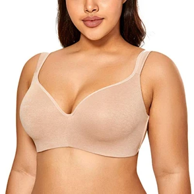 Abbildung von DELIMIRA Damen T Shirt BH mit Bügel Nahtloser Große Größen Gepolstert Haferflockenheide 100C
