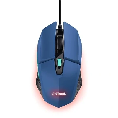 Abbildung von Trust Gaming GXT 109B Felox Maus mit 6 Programmierbare Tasten, Mehrfarbige LED Beleuchtung, 200 6400 DPI, USB Kabel 150 cm, PC Integrierte Software für Computer/Laptop Blau