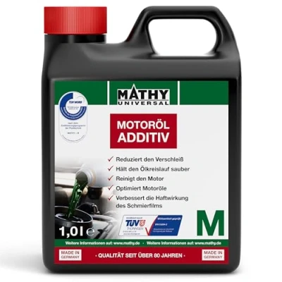 Abbildung von MATHY M Motoröl Additiv (1.0 l) Verschleißschutz &amp; Reinigung für Motoren aller Art Motor Öl Zusatz Diesel/Benzin/Gas