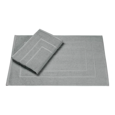 Abbildung von Homewell Badvorleger 50 x 70 cm 2er Set 100% Baumwolle Duschvorleger Duschmatte Doppelpack Farbe: Grau