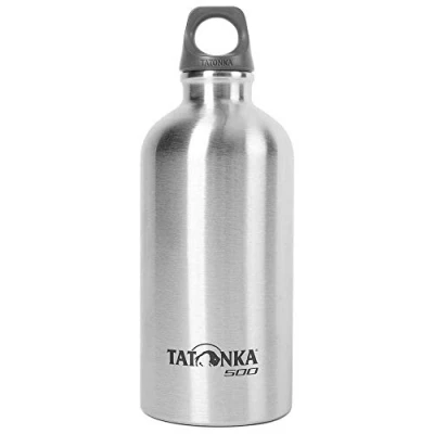 Abbildung von Tatonka Trinkflasche Stainless Steel Bottle 0,5l Unzerbrechliche Flasche aus Edelstahl schadstofffrei (BPA frei),rostfrei,lebensmittelecht,spülmaschinenfest Mit Öse zum Befestigen(500ml Volumen)
