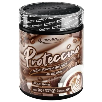 Abbildung von IronMaxx Proteccino Chocolate 500g Dose Protein Kaffee mit echtem Extrakt und Koffein Ohne Zuckerzusatz Konservierungsstoffe