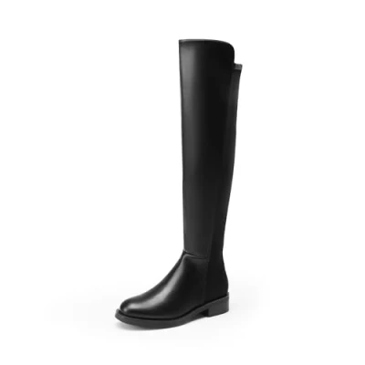 Abbildung von DREAM PAIRS Klassische Damen Overknee Stiefel mit spitzer Zehenpartie und niedrigem Blockabsatz,Size 40,Schwarz Pu,SDOB2409W
