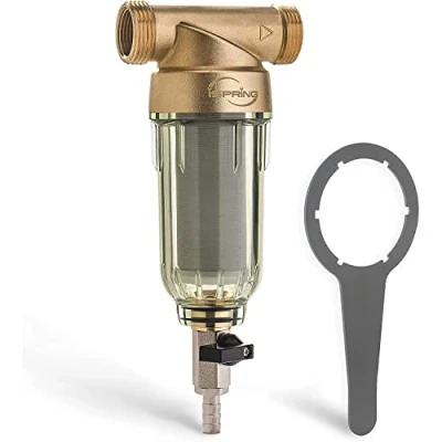 Abbildung von iSpring WSP 50 Rückspülfilter Wasserfilter Filter, Wiederverwendbarer Spin Down Sedimentwasserfilter, Vorfilter für Brunnenwasserschlauch, Mikron