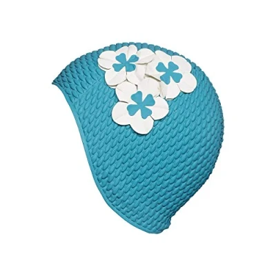 Abbildung von Fashy Damen Luftfyldt gummihætte med blomster Badehaube, aqua, Einheitsgröße EU