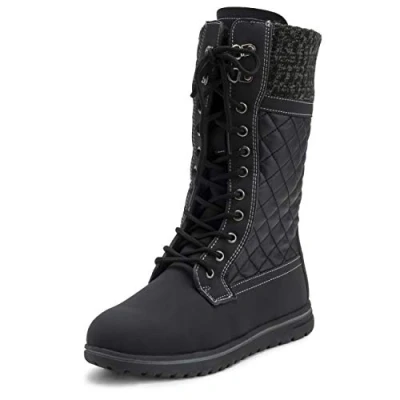 Abbildung von Polar Boot Damen Hoch Dauerhaft Kunstpelz Winter Regen Schnee Wasserdicht Draussen Kalb Stiefel 5 BLK38 AYC0538