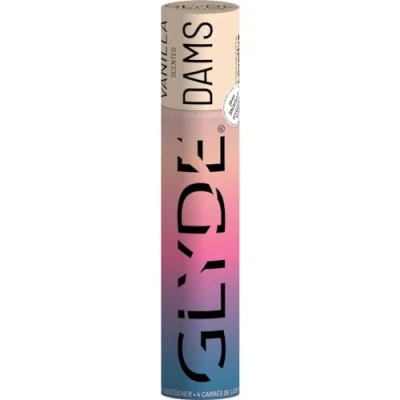 Abbildung von Glyde Dams VANILLA 4 Latex Schutztücher Gelb gefärbt Lecktücher mit Vanille Duft