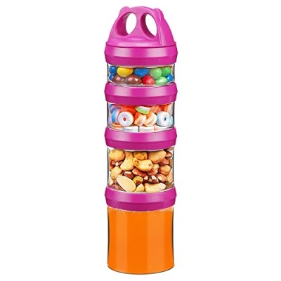 Abbildung von BeneLabel Vorratsdosen Set Vorratsbehälter Lebensmittel Lagerung Stapelbar 31oz Twist Lock Stapeln Nüsse Aufbewahrung &amp; Organisation Süßigkeiten Formel Reise Artikel Spender, BPA Frei, Rot