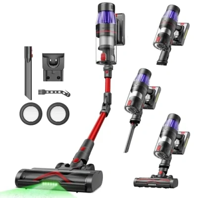 Abbildung von Ultenic U16 Flex Akku Staubsauger Kabellos 550W/45 Kpa, 60 Min Laufzeit Akkustaubsauger mit Touchscreen und Faltrohr, Wandmontierte Ladestation Grün Licht, Anti Tangle für Hartböden Teppich Tierhaare