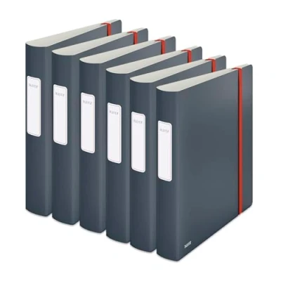 Abbildung von Leitz Qualitäts Ordner 180 Active, 6er Pack, A4, 350 Blatt, 6,5 cm Rückenbreite, Samtgrau, Cosy Serie, 10390089