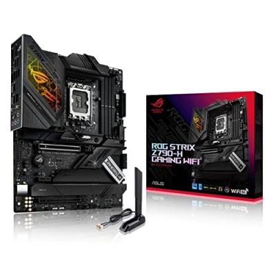 Abbildung von ASUS ROG STRIX Z790 H GAMING WiFi /Intel LGA 1700 ATX Mainboard mit 16 + 1 Power Stages, DDR5 bis zu 7800 MT/s, PCIe 5.0 x16 SafeSlot Q Release, vier 4.0 M.2 Steckplätze, 6E)