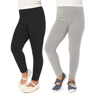 Abbildung von Merry Style Mädchen Lange Leggings aus Viskose 2 Pack MS10 130 (Schwarz/Melange (2Pack), 134 cm)