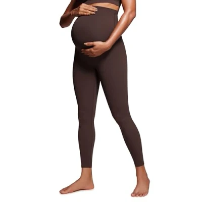 Abbildung von CRZ Yoga Damen Butterluxe Umstandsleggings 64cm Skinny Umstandshose High Waist Schwangerschaft Leggins Heißes Fudge Brown 34