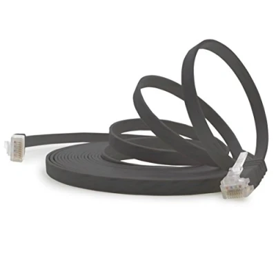 Abbildung von 1aTTack.de 2m Schwarz 1 Stück Cat.6 Flaches Netzwerkkabel Cat6 Flachkabel Ultra Flach Patchkabel 1000 Mbit/s Gigabit LAN (RJ45) Slim Micro