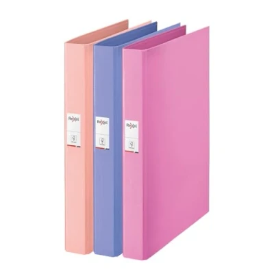 Abbildung von Rexel Solea Ringbuch, A4, 25 mm Rücken, 2 Ringe, 190 Blatt Kapazität, Aktenordner für die Dokumentenorganisation zu Hause, in der Schule oder im Büro, sortiert, 3 Stück (Blau, Rosa, Pfirsich)