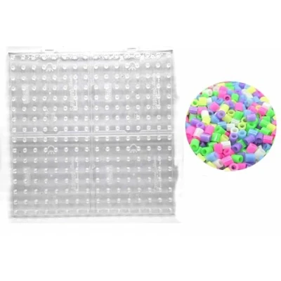 Abbildung von Hama MAXI Perlen 4 Stiftplatten zum zusammenfügen für 10mm + Bonus 200 HPT Leuchtperlen (Glow in the Dark)