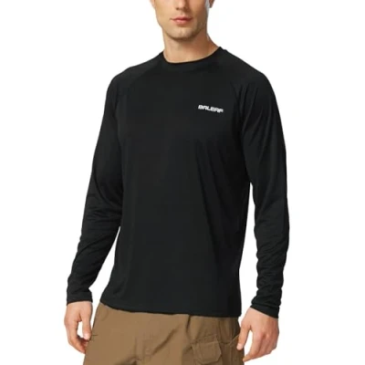 Abbildung von BALEAF UV Shirt Herren Wasser Schutz UPF 50+ Rashguard Sonnenschutz Langarm Schwarz XXL