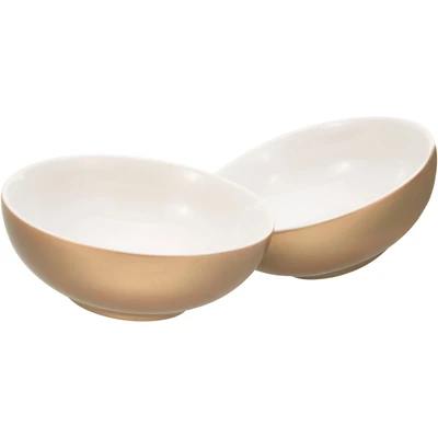 Abbildung von CreaTable, 25848, Serie GOLDEN DAYS weiss, 2 teiliges Geschirrset, Müslischale aus Steinzeug, spülmaschinen und mikrowellengeeignet, Qualitätsproduktion