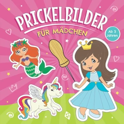 Abbildung von Prickelbilder für Mädchen ab 3 Jahren: Prickelblock Kinder Malen, Prickeln, Ausschneiden und Basteln Bastelbuch mit Prickelvorlagen wie Einhorn, Meerjungfrau, Prinzessin, Fee vielen mehr