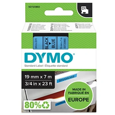 Abbildung von DYMO Original D1 Etikettenband schwarz auf blau 19 mm x 7 m selbstklebendes Schriftband für LabelManager Beschriftungsgerät