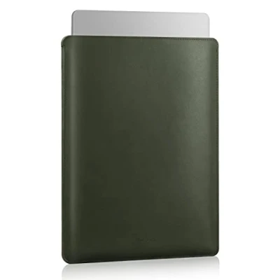 Abbildung von MoKo Laptop Hülle Kompatibel mit Galaxy Tab S8+ 12.4&quot;/13/13,6&quot; MacBook Air M2/M1 2022 2018/MacBook Pro M1 13.3 2020, Schlanke Tasche aus PU Leder, Sleeve Case Tragetasche für 13.3&quot; Laptop, Nachtgrün