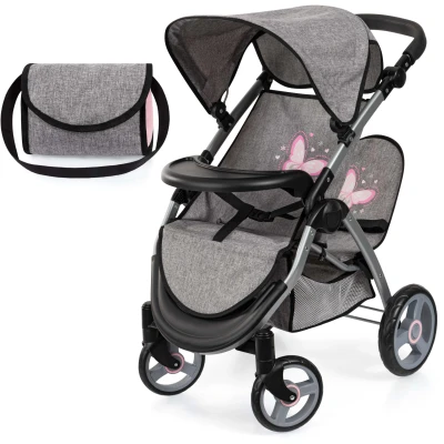 Abbildung von Bayer Design Twin Star Zwillingspuppenwagen, Grau