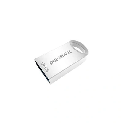 Abbildung von Transcend 128GB kleiner und kompakter USB Stick 3.1 Gen 1 (für den Schlüsselanhänger) JetFlash silber TS128GJF710S (umweltfreundliche Verpackung)
