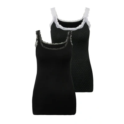 Abbildung von Ulla Popken 2 PACK Nachtwäsche Shirt, Damen, Größe: 42/44, Black