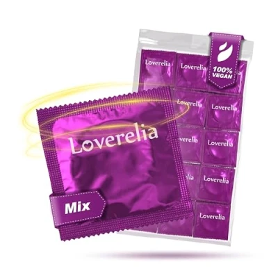 Abbildung von Loverelia &quot;Mix&quot; Kondome 50 Stück aus 10 verschiedenen Kondomsorten Vegan für mehr Abwechslung im Liebesleben