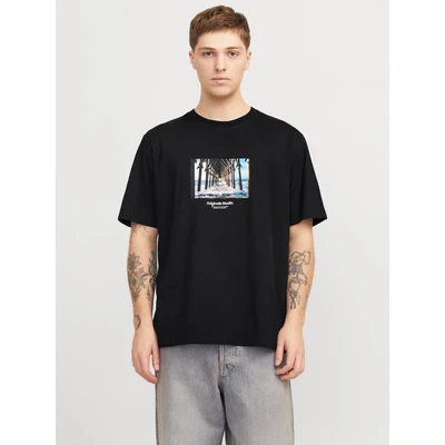 Abbildung von Jack &amp; Jones Jorvesterbro Picture CREW NECK Tshirt print, Herren, Größe: Small, Black