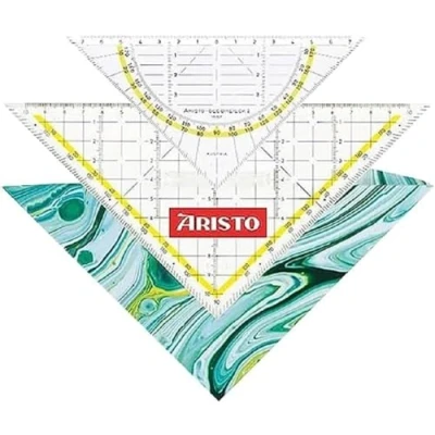 Abbildung von Aristo AR18102B Set 3in1 TZ Dreieck AR1650/2 &amp; Geodreieck AR1552 inkl. Geocover Schutzhülle (Dreiecke mit Tuschenoppen, Lochung und Magnetverschluss) mystic green