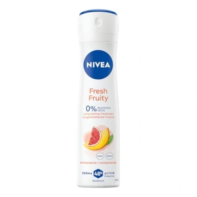 Abbildung von NIVEA Fresh Fruity Deospray, Deo ohne Aluminium (ACH) mit fruchtigem Duft und kühlender Formel, Deodorant 48h Schutz einzigartiger INFINIFRESH Formel (150ml)