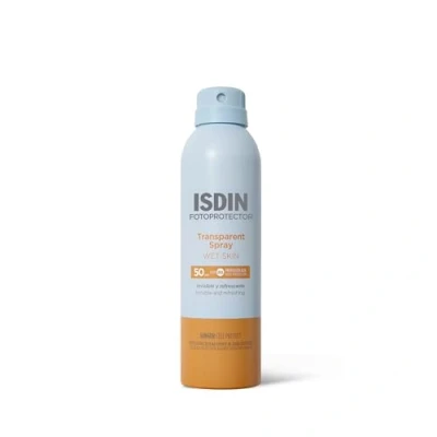 Abbildung von ISDIN Fotoprotector Wet Skin Transparent Spray LSF 50 (250ml) Wasserfest und unsichtbarer leichter Lichtschutz