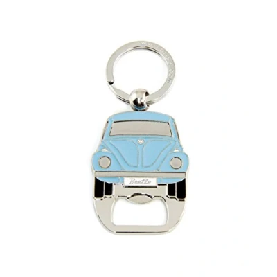 Abbildung von BRISA VW Collection Volkswagen Schlüssel Anhänger Ring Schlüsselbund Accessoire Keyholder mit Bier Flaschen Öffner im Käfer Design (Hellblau)