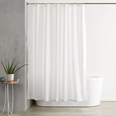 Abbildung von Amazon Basics Duschvorhang 180 x 200cm Weiß, Schimmelresistent und Wasserabweisend
