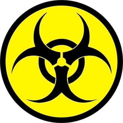 Abbildung von Aufkleber Biohazard I rund Ø 10 cm Warnung vor Biogefährdung Warnaufkleber mit Gefahren Symbol gelb schwarz wetterfest UV_Laminat kfz_028