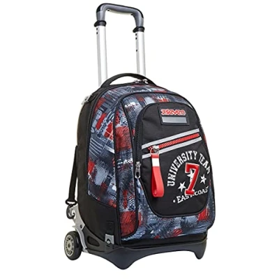 Abbildung von Seven TROLLEY, Rucksack mit Trolleyfunktion, 3 in 1, Schulranzen Rollen, Abnehmbarer Rucksack, ab 1. Klasse, für Schule, Gymnasium, Reisen&amp;Freizeit, Mädchen&amp;Jungen, schwarz, NEW TECH COLLEGE WORLD
