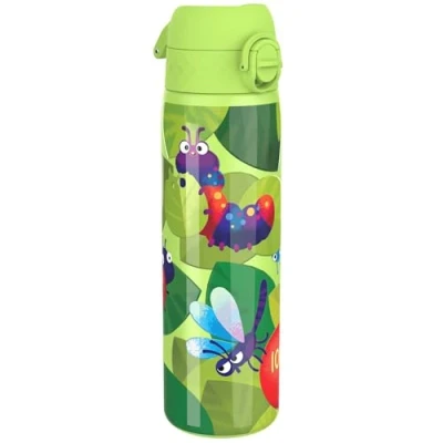 Abbildung von Ion8 Stahl Trinkflasche, 600 ml, Auslaufsicher, Einhandöffnung, Sichere Verriegelung, Spülmaschinenfest, Klappdeckel, Tragegriff, Leicht zu Reinigen, Langlebig, Käfer&#039;s Leben Design