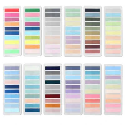 Abbildung von Newplenty 2400 Stück Haftnotizen,12 Stile Transparent Haftstreifen Sticky Notes, Bunt Notizzettel,Klebezettel Klein,Wasserdicht Page Marker,Aesthetic Haftmarker Book Tabs für Büro Schule (2400)