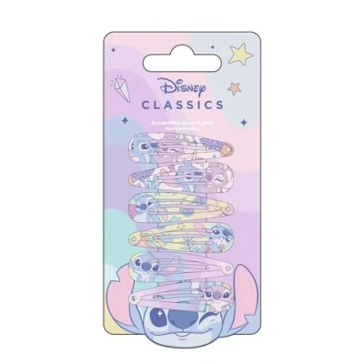 Abbildung von Disney Stitch Hair Snap Clips für Mädchen, 5.1 cm Metall rutschfeste mit Stichdruck Stilvolle Haarschmuck 6 Haarspangen