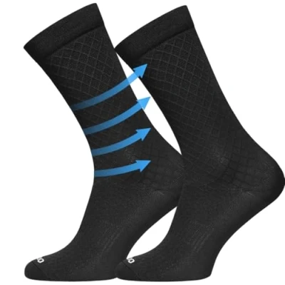 Abbildung von TODO Aero Fahrradsocken Herren und Damen Schwarz Atmungsaktive Serpente Radsocken Aero. Elastisch Rennrad Socken (Serpente CA 39 42)